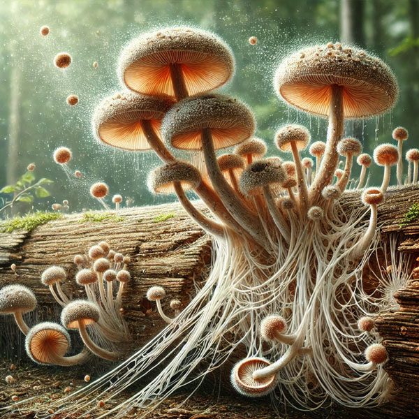 Shiitake rozmnožovanie ilustračná foto
